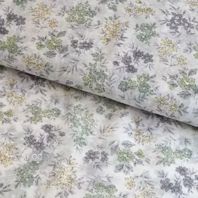 Lyocell cu in și mătase Retro Flowers design D