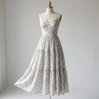 Lyocell cu in și mătase Retro Flowers design D