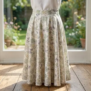 Lyocell cu in și mătase Retro Flowers design D