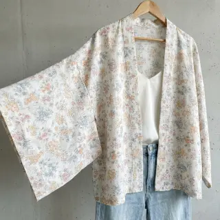 Lyocell cu in și mătase Retro Flowers design E