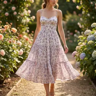 Lyocell cu in și mătase Retro Flowers design C