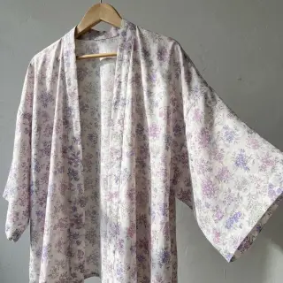 Lyocell cu in și mătase Retro Flowers design C