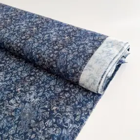 Viscoză RAYON POPLIN White flowers design C