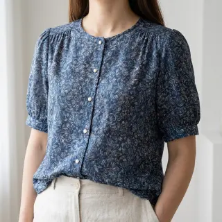Viscoză RAYON POPLIN White flowers design C