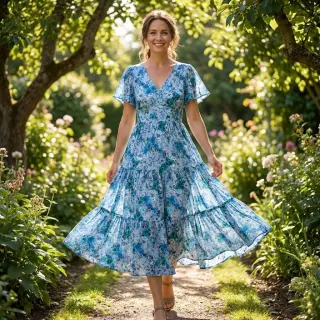 Viscoză RAYON POPLIN Flower sea design D