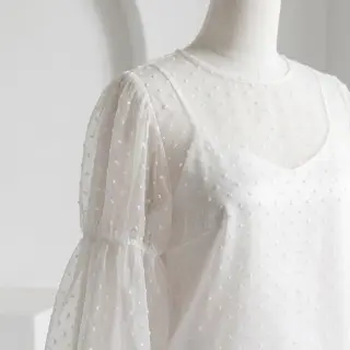 Tul pentru TUTU DOTS off white