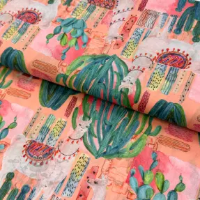 Țesătură din bumbac VOILE Llama digital print