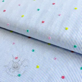 Țesătură din bumbac DOBBY Stripe and dotty blue