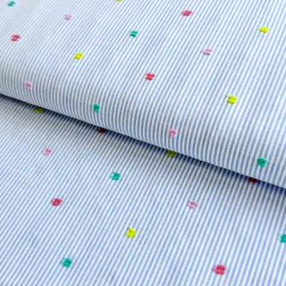 Țesătură din bumbac DOBBY Stripe and dotty blue
