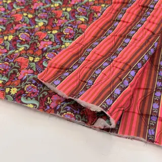 Țesătură din bumbac VOILE STEPPED Paisley flowers brown digital print