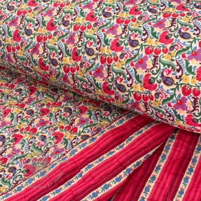 Țesătură din bumbac VOILE STEPPED Paisley flowers white digital print