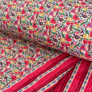 Țesătură din bumbac VOILE STEPPED Paisley flowers white digital print