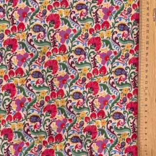 Țesătură din bumbac VOILE STEPPED Paisley flowers white digital print