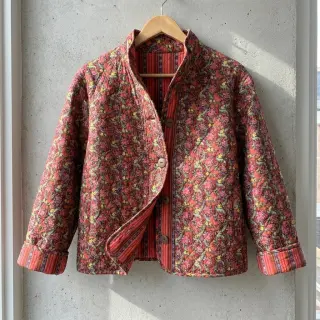 Țesătură din bumbac VOILE STEPPED Paisley flowers brown digital print