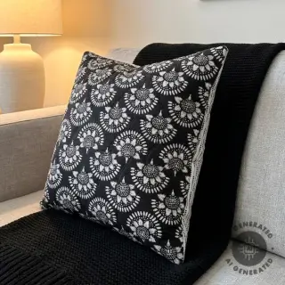 Țesătură din bumbac VOILE STEPPED Bouquet flowers black digital print