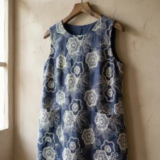 Țesătură din bumbac JEANS EMBROIDERY Niva design A