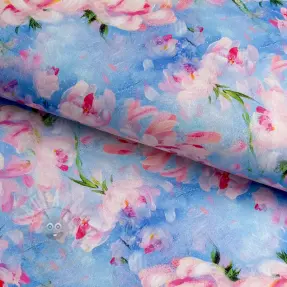 Țesătură din bumbac SATIN STRETCH Peony roses