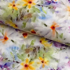 Țesătură din bumbac SATIN STRETCH Corn flowers