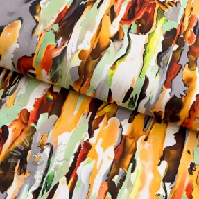 Țesătură din bumbac SATIN STRETCH Abstract paint