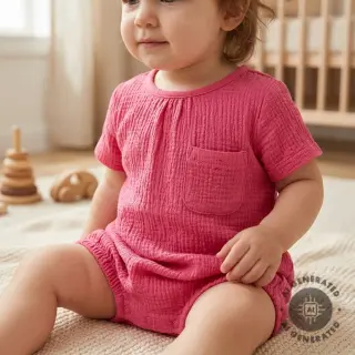Țesătură din bumbac SMOGGED EMBROIDERY pink