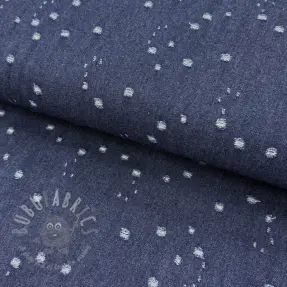 JEANS DENIM 6 OZ Uneven Small Holes dark blue