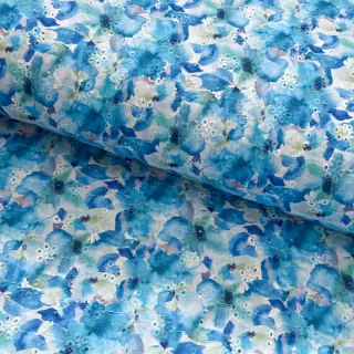 Țesătură din bumbac EMBROIDERY Viola blue digital print