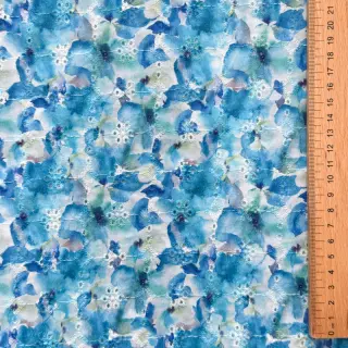 Țesătură din bumbac EMBROIDERY Viola blue digital print