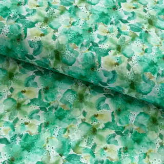 Țesătură din bumbac EMBROIDERY Viola green digital print