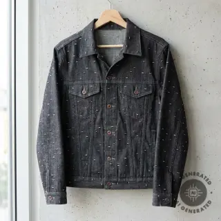 JEANS DENIM 6 OZ Uneven Small Holes black