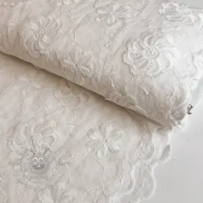 Țesătură din bumbac EMBROIDERY Catchy Flowy white