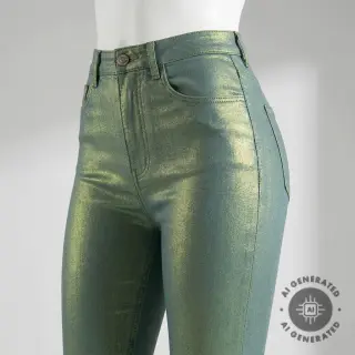 JEANS DENIM 8,5 OZ STRETCH WASHED metallic green