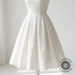 Țesătură din bumbac EMBROIDERY Catchy Flowy white