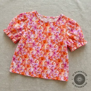 Țesătură din bumbac EMBROIDERY Viola peach digital print