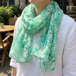 Țesătură din bumbac EMBROIDERY Viola green digital print