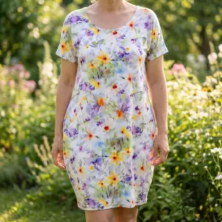 Țesătură din bumbac SATIN STRETCH Corn flowers