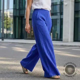 Țesătură din bumbac SMOGGED EMBROIDERY cobalt
