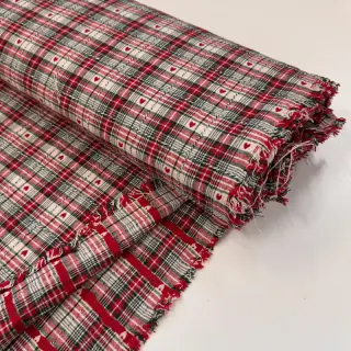 Țesătură decorativă jacquard Villars ecru rouge