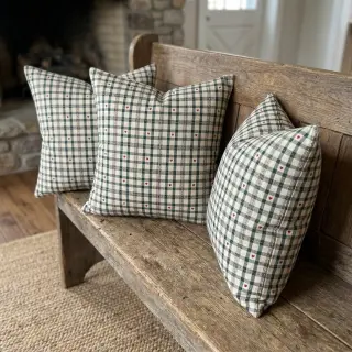 Țesătură decorativă jacquard Villars ecru vert