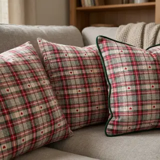 Țesătură decorativă jacquard Villars ecru rouge