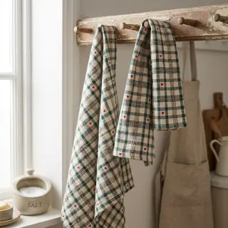 Țesătură decorativă jacquard Villars ecru vert