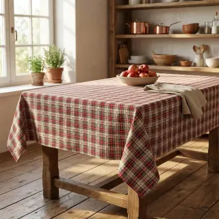 Țesătură decorativă jacquard Villars ecru rouge