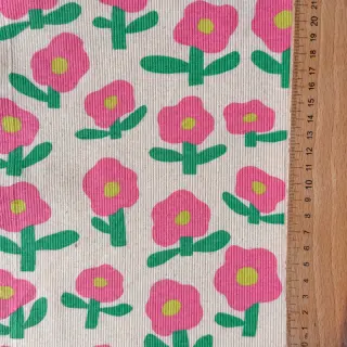 Tricot RIB JENNIFER BOURON Flowers natural pink ORGANIC