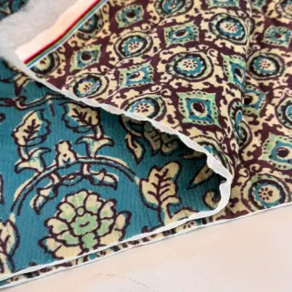 Tesătură elastică din catifea VELVET QUILT Flowers abstract petrol