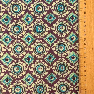 Tesătură elastică din catifea VELVET QUILT Flowers abstract petrol