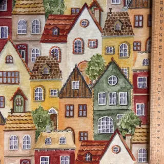 Țesătură decorativă premium Rustic village house digital print