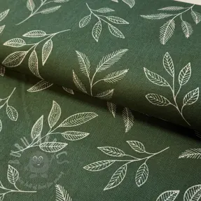 Țesătură decorativă Linenlook Elegant leaf branch army