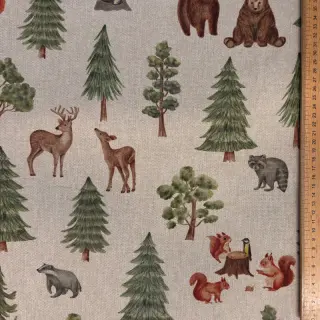 Țesătură decorativă Linenlook Wildwood animal scene digital print