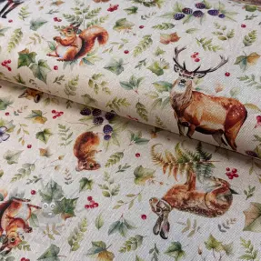 Țesătură decorativă Linenlook Animal forest dream digital print