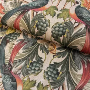Țesătură decorativă Linenlook Leafy paradise bird digital print