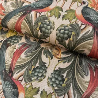 Țesătură decorativă Linenlook Leafy paradise bird digital print